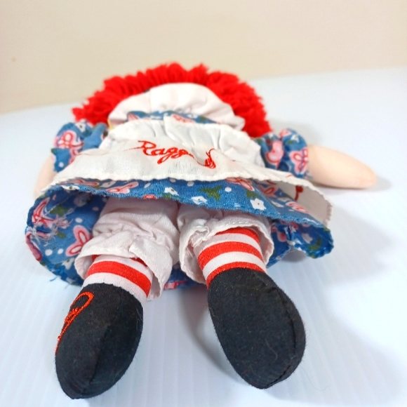 ✓RAGGADY ANN STUFFED DOLL BLUE Floral  DRESS   DOLL used VINTAGE 85 anniversary - Picture 5 of 16